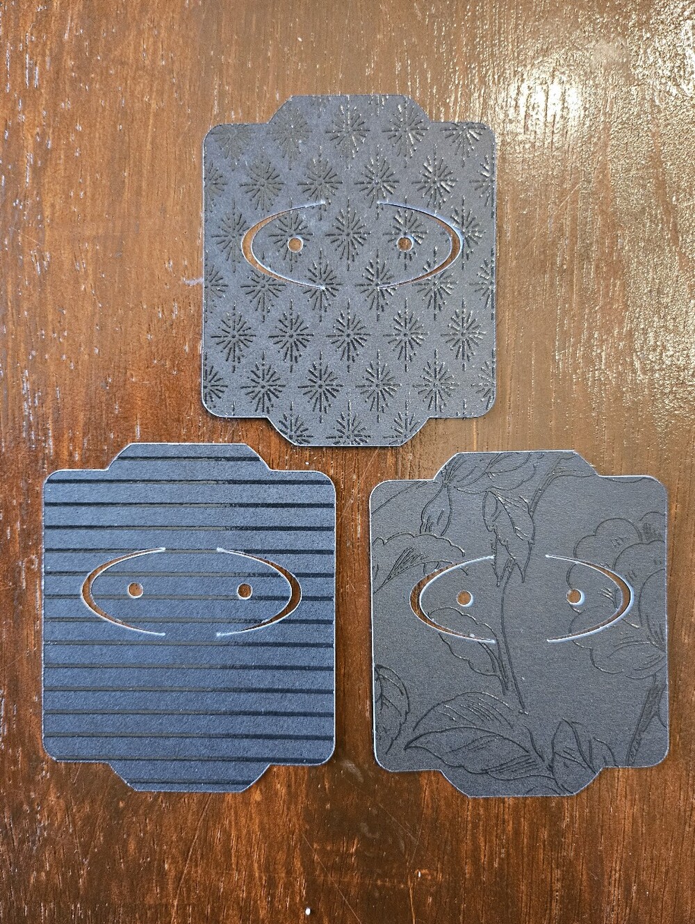 Boutique Black Embossed Earring Cards Jewelry Packaging - 20 Total Pack